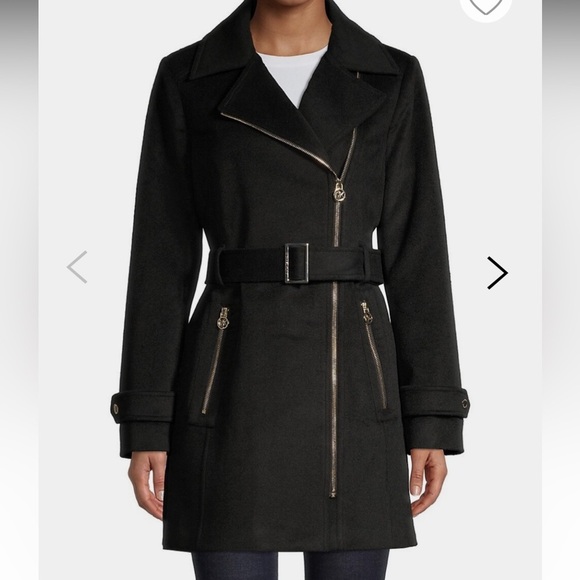 Michael Kors Wool-Blend Moto Trench Coat - Picture 1 of 6
